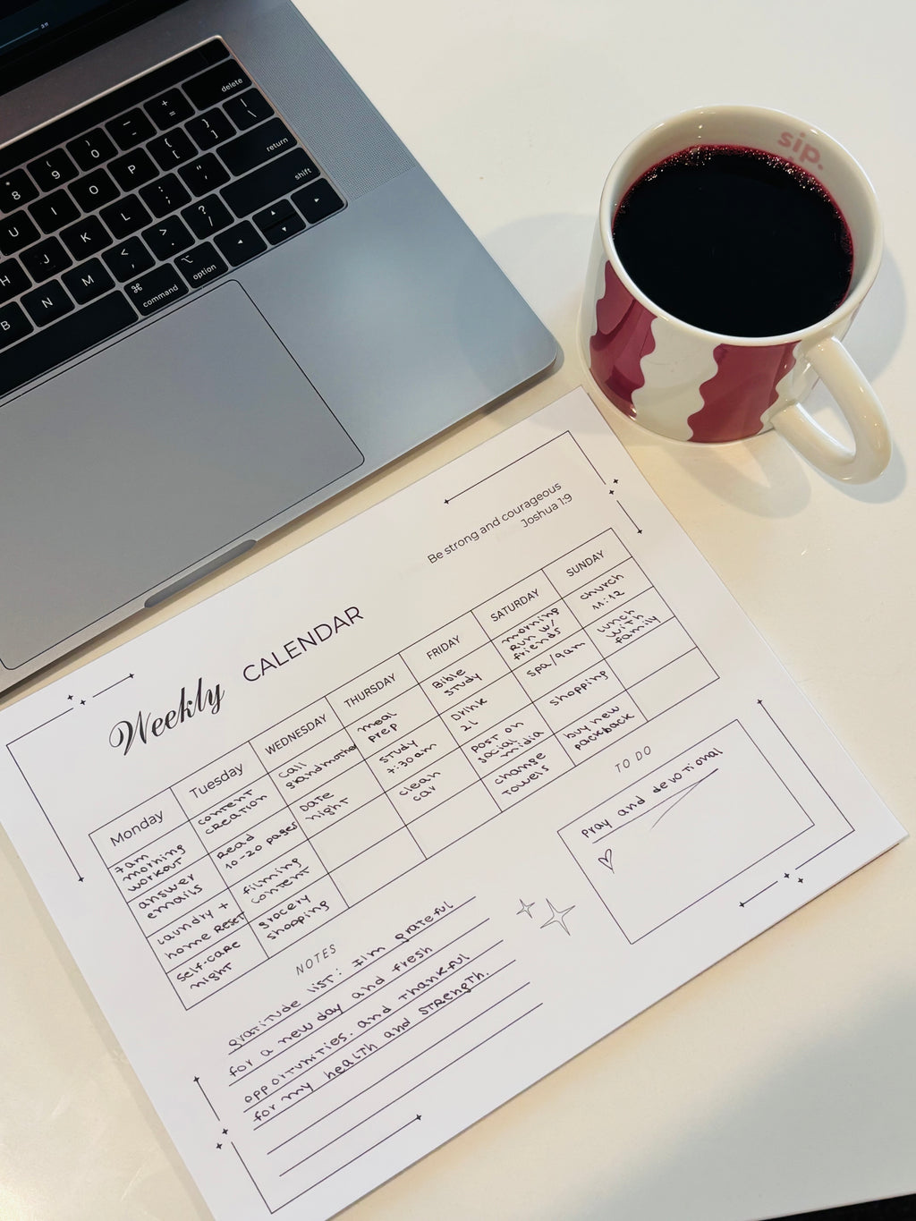 Weekly calendar